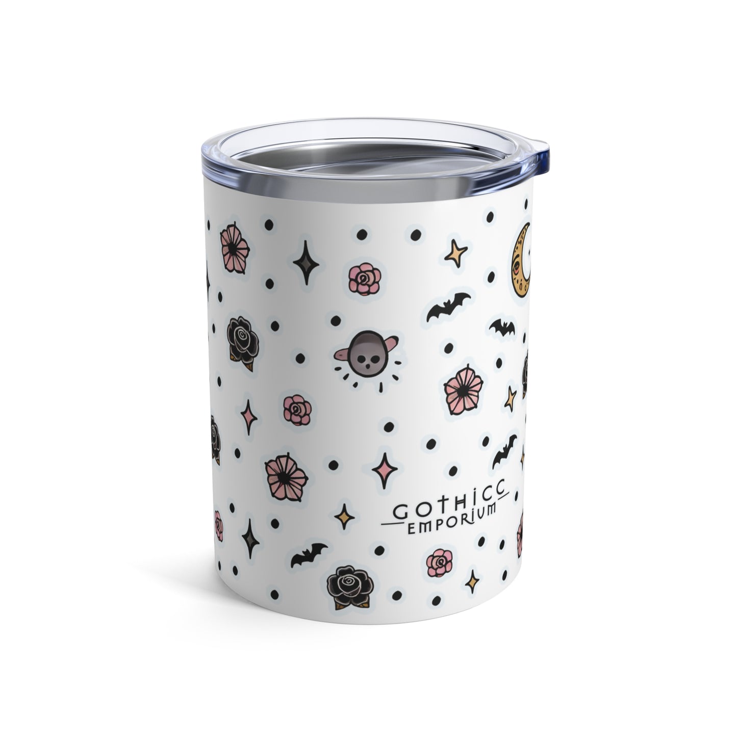 “Soft Goth” Tumbler – 10oz in white — delicate, dangerous, and made to sip in silence and slay 🖤🌫️✨