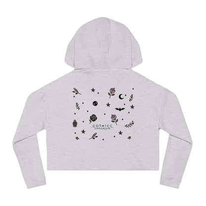 🌙 “Thicc Witchyy” Cropped Hooded Sweatshirt — cropped, curvy, and conjuring chaos 🖤🕯️✨