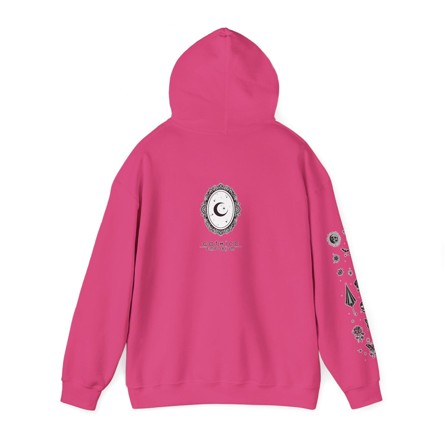 🕷️“Summer Goth Thicc” Unisex Heavy Blend™ Hooded Sweatshirt — hot, haunted, and too bold to melt 🖤🌞🕶️🕷️