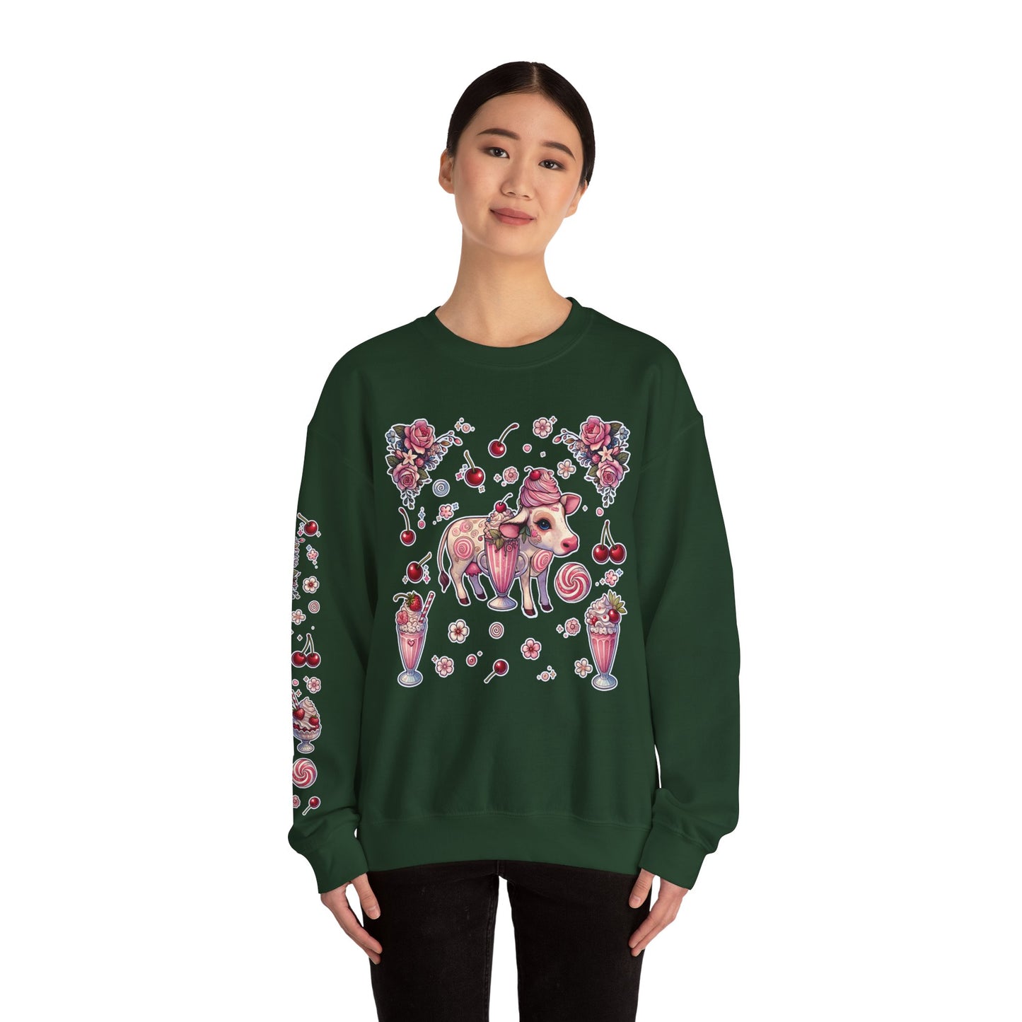“Milkshake Cow” Unisex Heavy Blend™ Crewneck Sweatshirt — thick-cut comfort with dairy-core drip 🐄🥤🖤✨