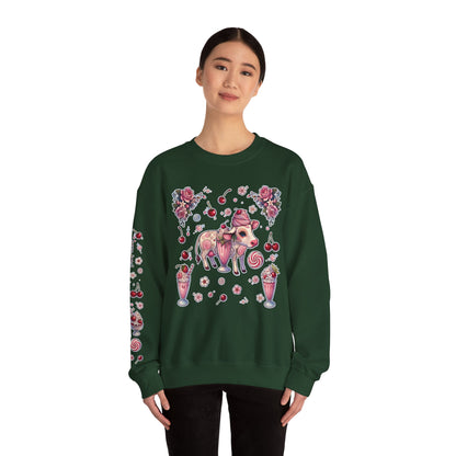 “Milkshake Cow” Unisex Heavy Blend™ Crewneck Sweatshirt — thick-cut comfort with dairy-core drip 🐄🥤🖤✨