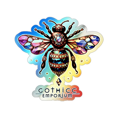 🐝 “BEEJEWEL” Holographic Die-Cut Sticker — buzzworthy sparkle with bite 💎🖤🌈