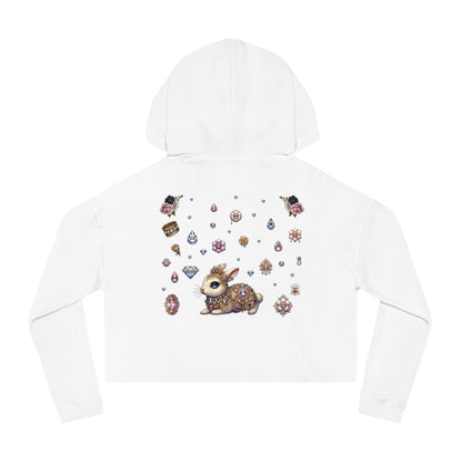 🐰“Jeweled Bunny” Cropped Hooded Sweatshirt — cute, cutthroat, and covered in crystals 🐰💎🖤✨