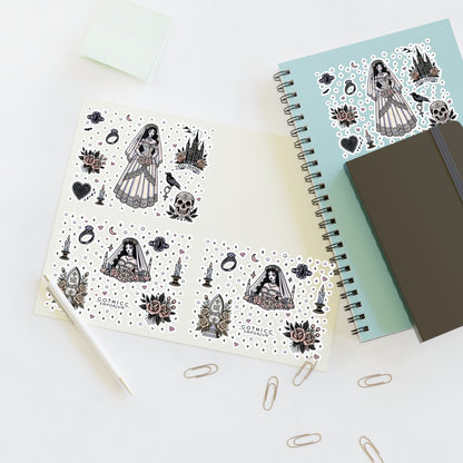 “Bride” Sticker Sheet – 11x8.5 — dark romance for your big day 👰‍♀️🖤💍✨
