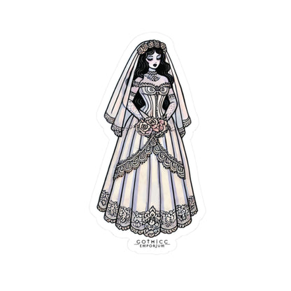 “Bride” Kiss-Cut Sticker — hauntingly hitched and cute as hell 👰‍♀️💀🖤💍