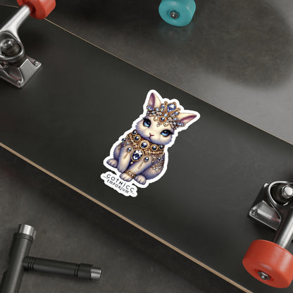 “Jeweled Bunny” Die-Cut Vinyl Sticker — cute chaos with a crystal bite 🐰💎🖤✨