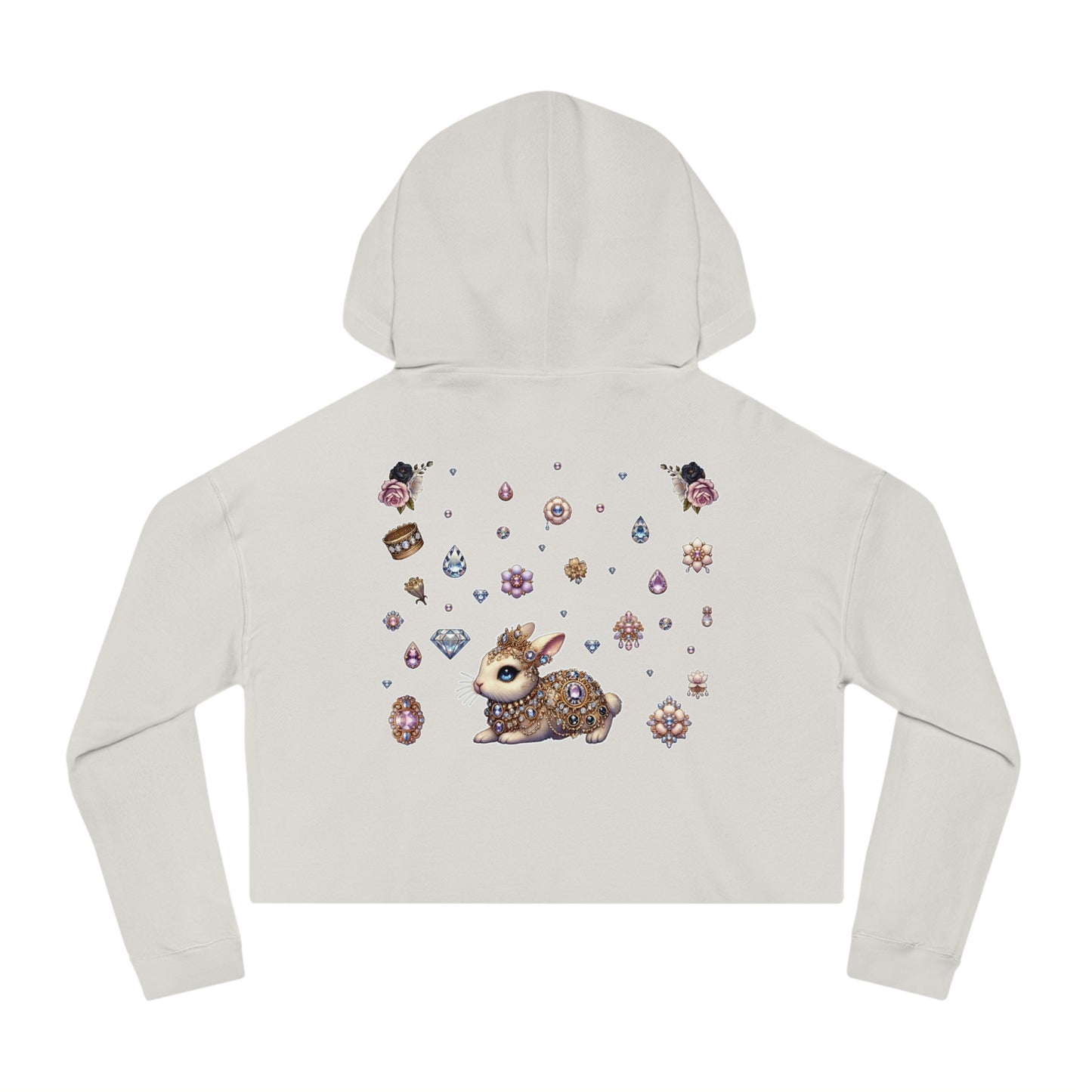 🐰“Jeweled Bunny” Cropped Hooded Sweatshirt — cute, cutthroat, and covered in crystals 🐰💎🖤✨