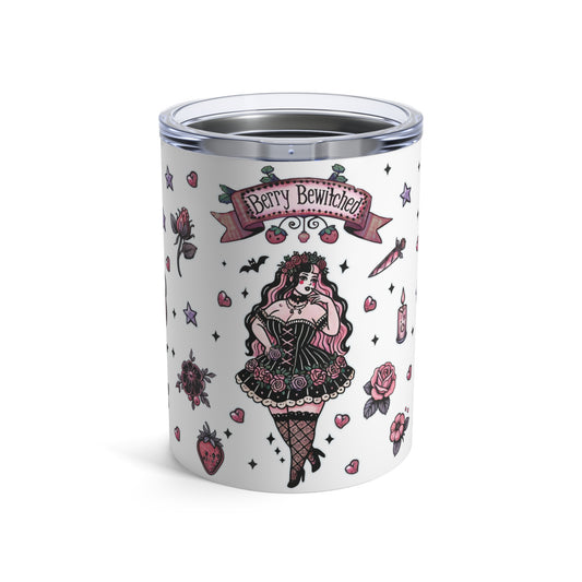 "Berry Bewitched” Tumbler – 10oz white— sultry, sweet, and steeped in magic 🍓🔮🖤✨