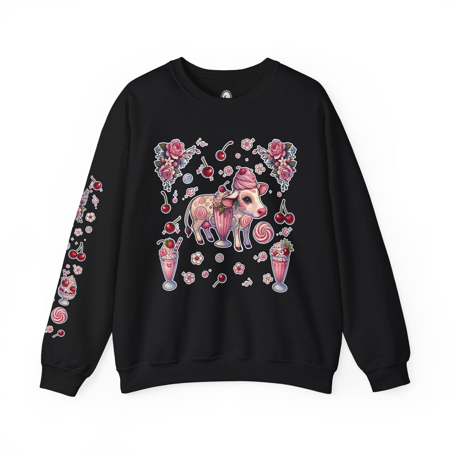 “Milkshake Cow” Unisex Heavy Blend™ Crewneck Sweatshirt — thick-cut comfort with dairy-core drip 🐄🥤🖤✨