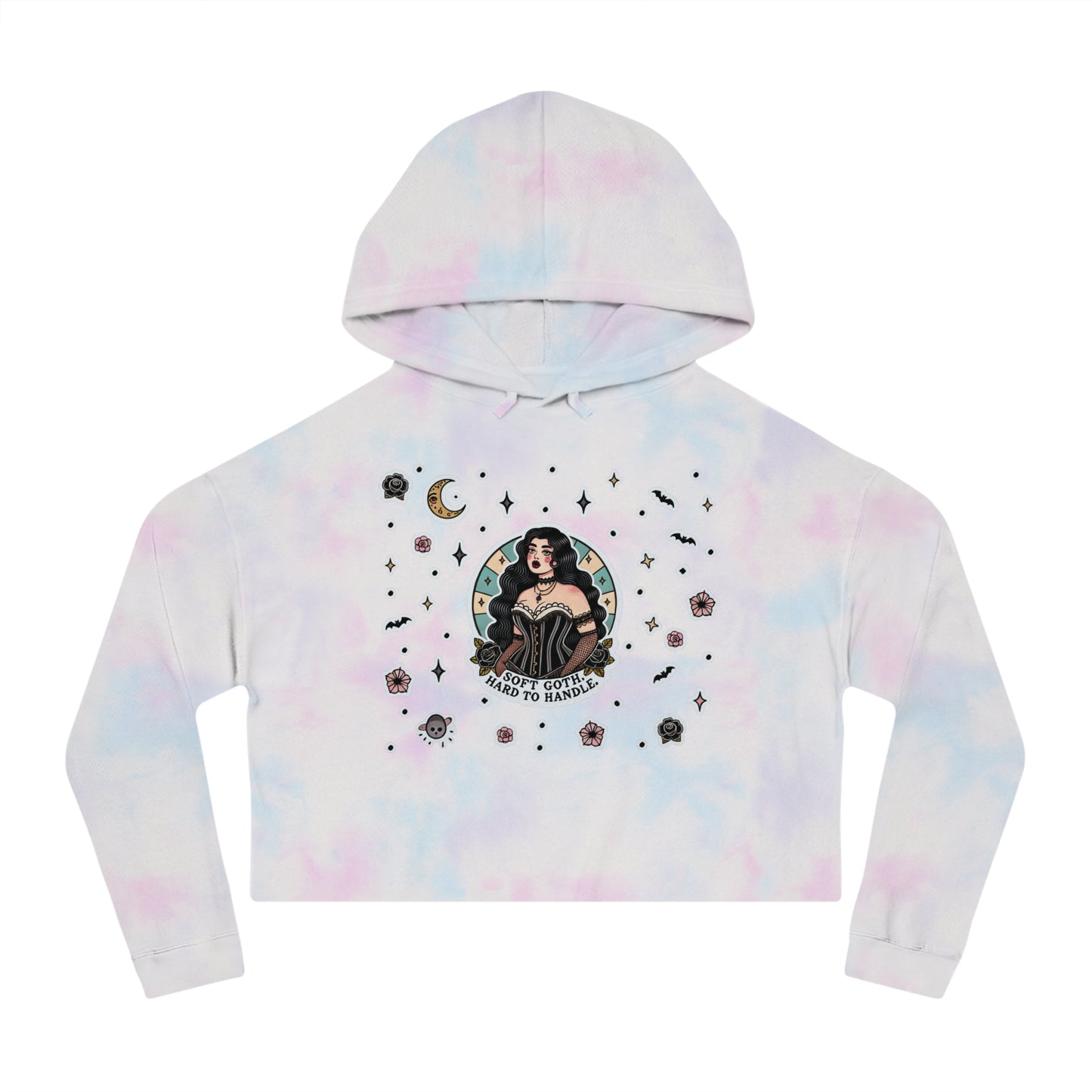 “Soft Goth” Cropped Hooded Sweatshirt — tender, toxic, and softly unbothered 🖤🌫️🕸️✨