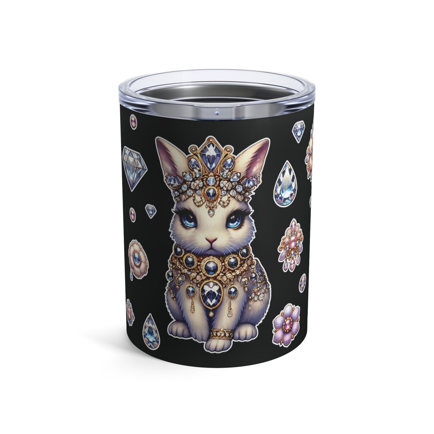 Jeweled Bunny” Tumbler – 10oz  Black— glittery, glam, and dangerously adorable 🐰💎🥤🖤