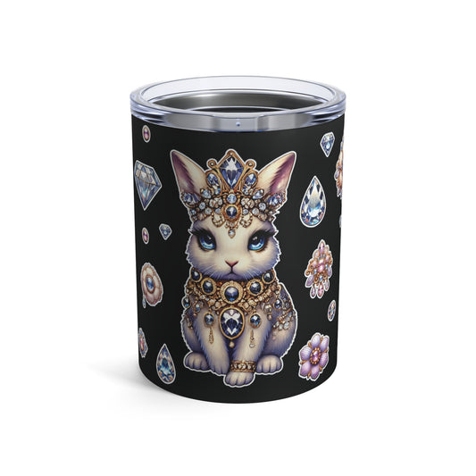 Jeweled Bunny” Tumbler – 10oz  Black— glittery, glam, and dangerously adorable 🐰💎🥤🖤