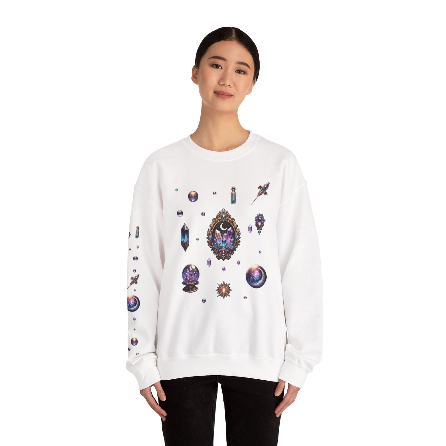 “Crystal Gem” Unisex Heavy Blend™ Crewneck Sweatshirt — soft, strong, and sparkling 💎🌌🖤