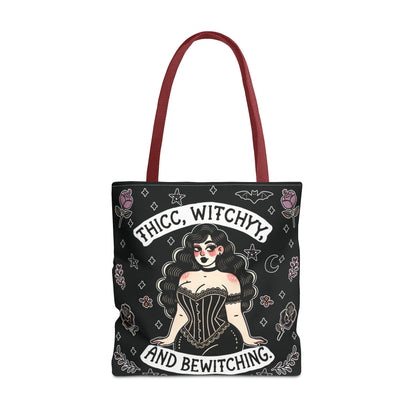 🧹 “Thicc Witchyy” Tote Bag – Black (18x18)
