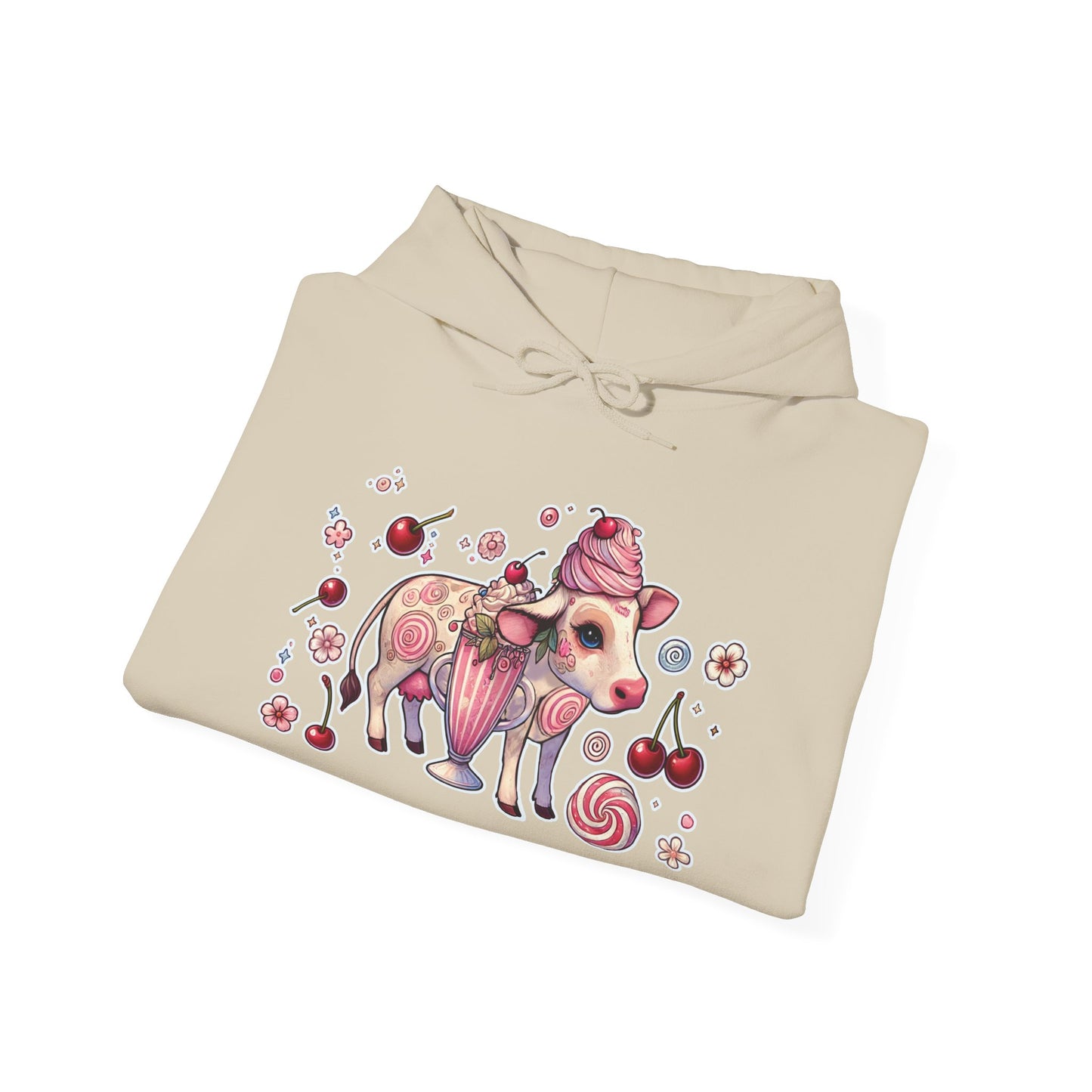 🐄🍓"Milkshake Cow” Unisex Heavy Blend™ Hooded Sweatshirt — sweet, thick, and unapologetically mooo-dy 🐄🍓🖤✨