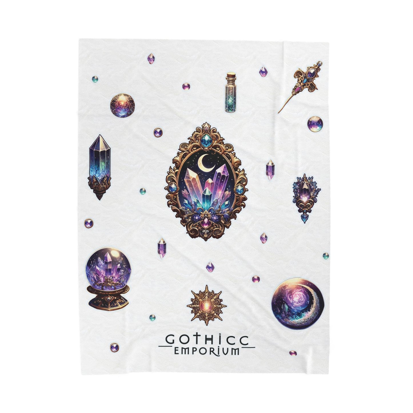 "Crystal Gem" Velveteen Plush Blanket in White