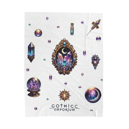 "Crystal Gem" Velveteen Plush Blanket in White