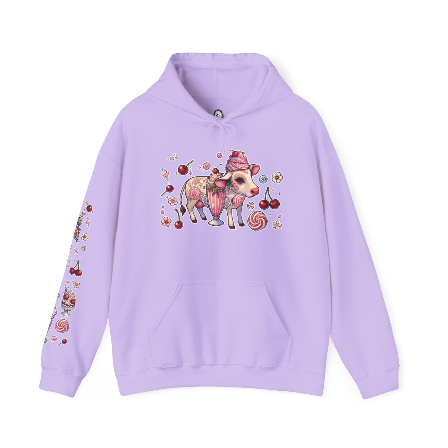 🐄🍓"Milkshake Cow” Unisex Heavy Blend™ Hooded Sweatshirt — sweet, thick, and unapologetically mooo-dy 🐄🍓🖤✨