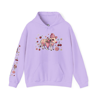🐄🍓"Milkshake Cow” Unisex Heavy Blend™ Hooded Sweatshirt — sweet, thick, and unapologetically mooo-dy 🐄🍓🖤✨