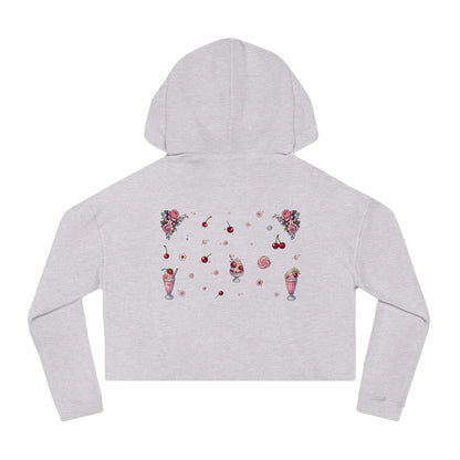 🍓“Milkshake Cow” Cropped Hooded Sweatshirt — thick-cut charm with a mooo-dy twist 🐄🥤🖤✨