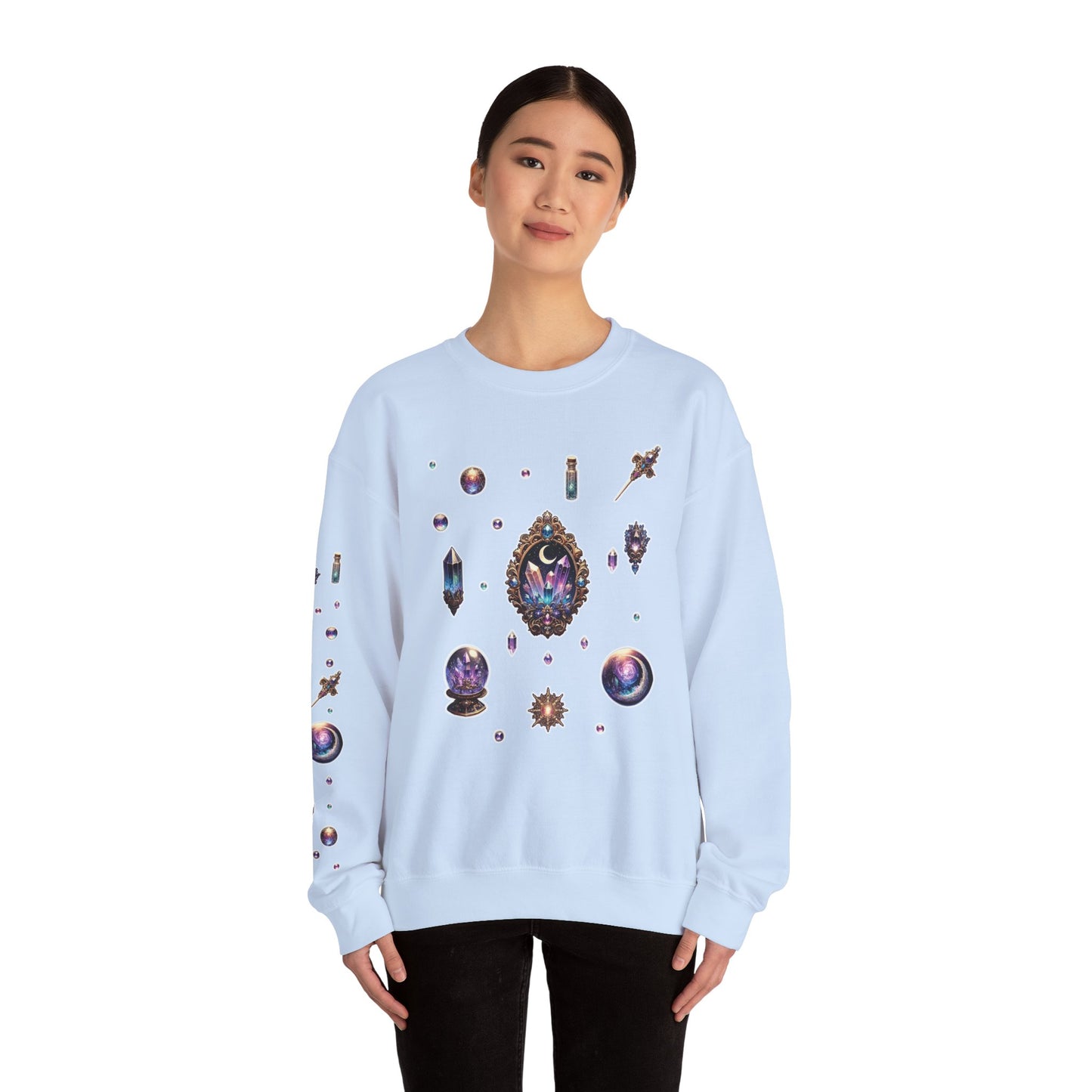 “Crystal Gem” Unisex Heavy Blend™ Crewneck Sweatshirt — soft, strong, and sparkling 💎🌌🖤