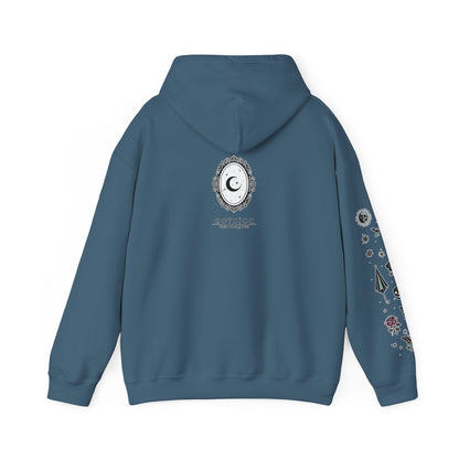 🕷️“Summer Goth Thicc” Unisex Heavy Blend™ Hooded Sweatshirt — hot, haunted, and too bold to melt 🖤🌞🕶️🕷️