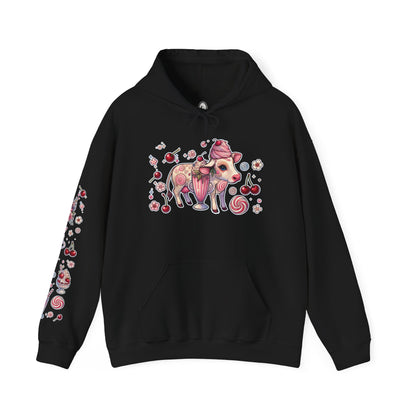 🐄🍓"Milkshake Cow” Unisex Heavy Blend™ Hooded Sweatshirt — sweet, thick, and unapologetically mooo-dy 🐄🍓🖤✨