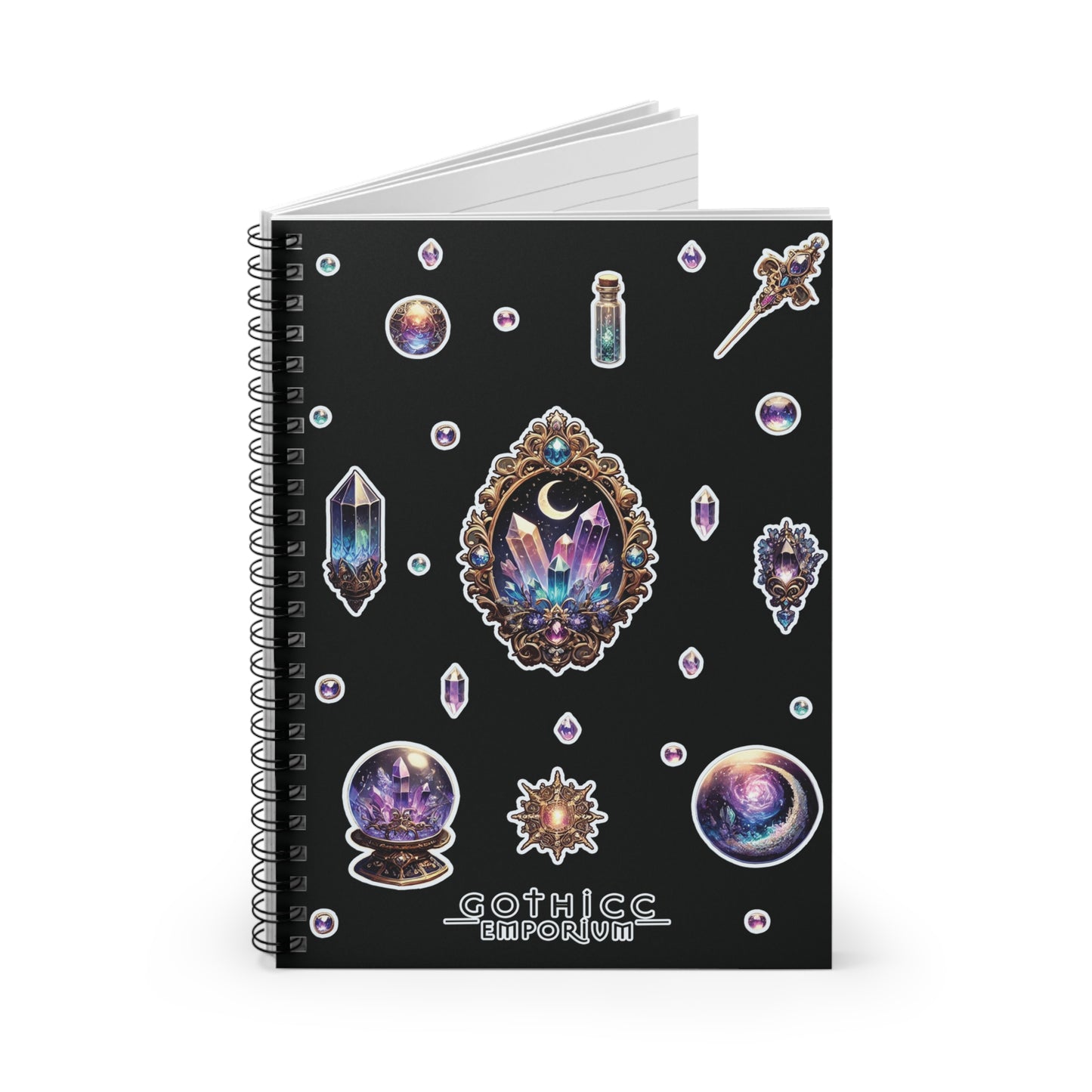 "Crystal Gem" Spiral Notebook - Ruled Line in black