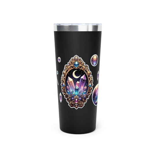 “Crystal Gem” Copper Vacuum Insulated Tumbler – 22oz — radiant energy in every sip 💎🌙☕🖤