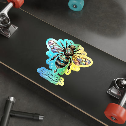 🐝 “BEEJEWEL” Holographic Die-Cut Sticker — buzzworthy sparkle with bite 💎🖤🌈