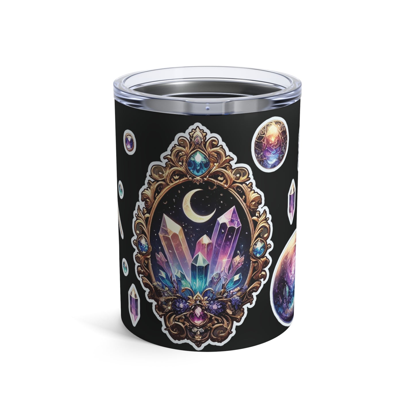 Crystal Gem” Tumbler – 10oz in Black — sleek, mystical, and made to sip with cosmic calm 💎🌑🖤✨