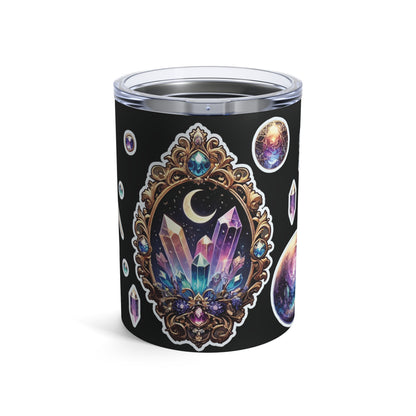 Crystal Gem” Tumbler – 10oz in Black — sleek, mystical, and made to sip with cosmic calm 💎🌑🖤✨