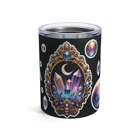 Crystal Gem” Tumbler – 10oz in Black — sleek, mystical, and made to sip with cosmic calm 💎🌑🖤✨