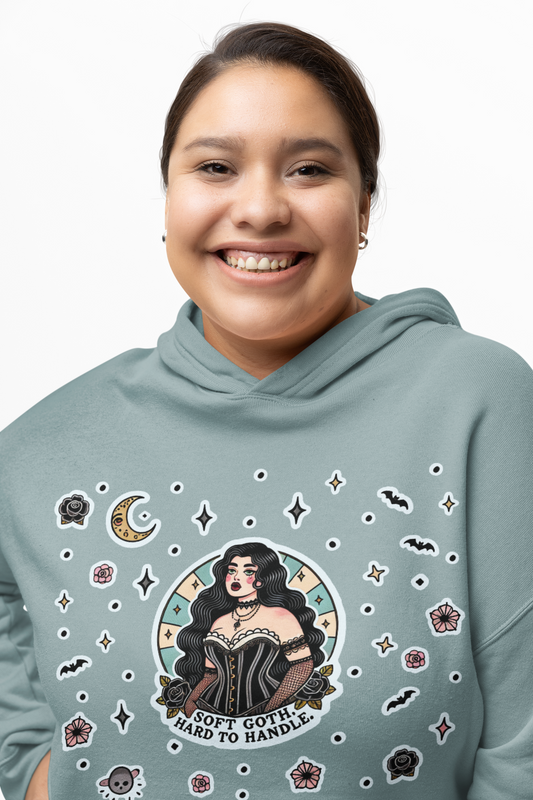 “Soft Goth” Cropped Hooded Sweatshirt — tender, toxic, and softly unbothered 🖤🌫️🕸️✨