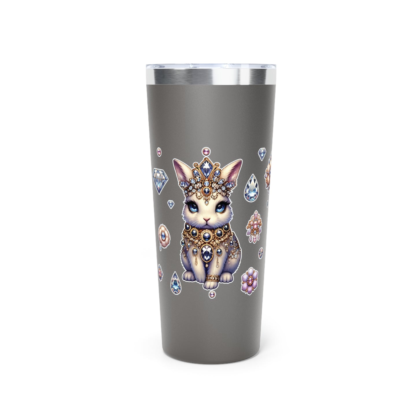 “Jeweled Bunny” Copper Vacuum Insulated Tumbler – 22oz — cute, cold, and always in control 🐰💅💎🖤