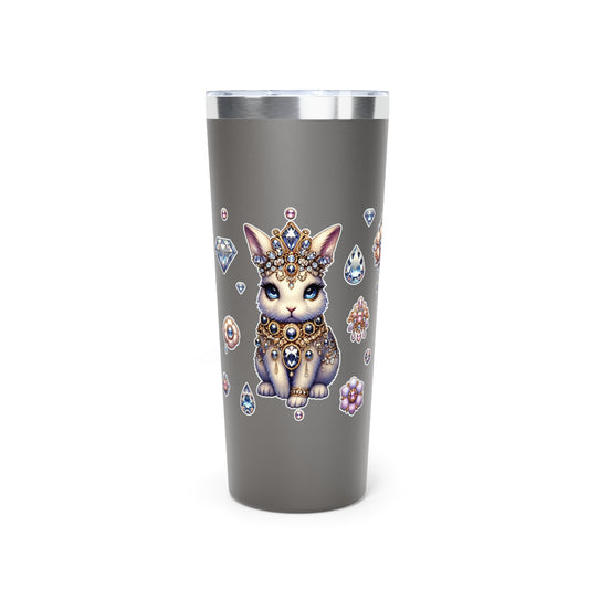 “Jeweled Bunny” Copper Vacuum Insulated Tumbler – 22oz — cute, cold, and always in control 🐰💅💎🖤