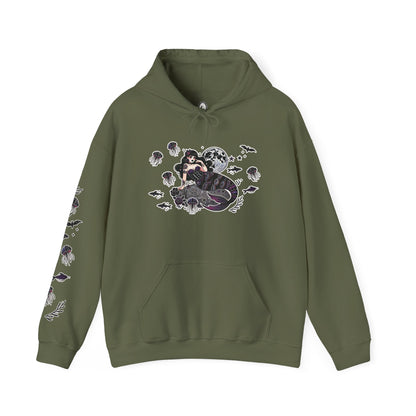 🧜‍♀️“Siren in the Shadows” Unisex Heavy Blend™ Hooded Sweatshirt — haunting, hypnotic, and draped in danger 🖤🌊🧜‍♀️🌑