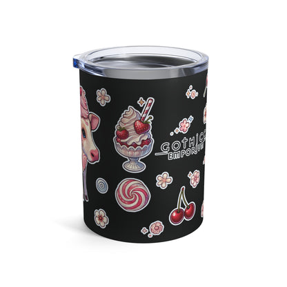 “Milkshake Cow” Tumbler – 10oz black— curvy, caffeinated, and ready to mooo-ve 🐄🥤🖤✨