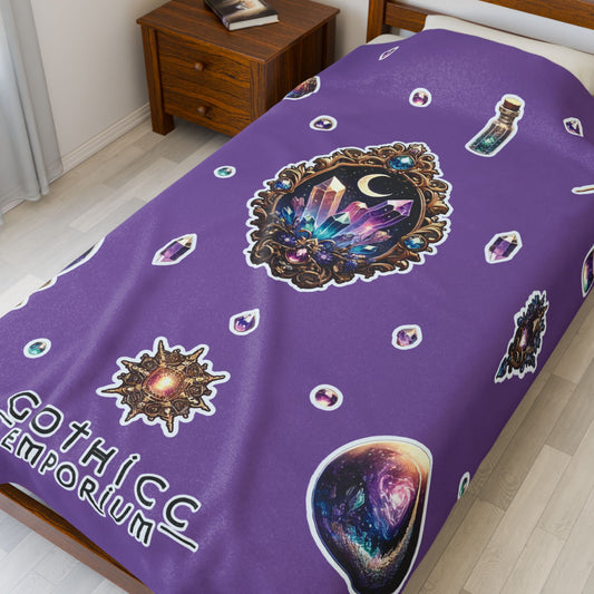 "Crystal Gem" Velveteen Plush Blanket in purple