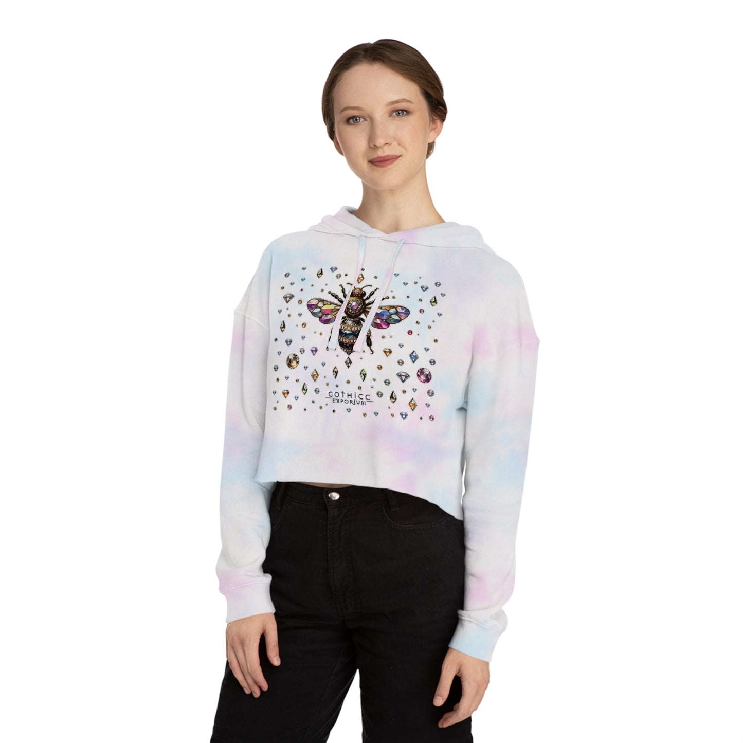 🐝“BEEJEWEL” Cropped Hooded Sweatshirt — sweet like nectar, stung with style 🖤💎