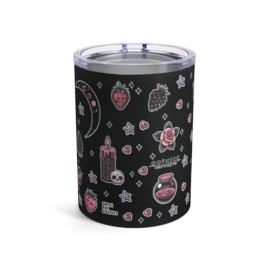 “Berry Bewitched” Tumbler – 10oz in black— juicy, spellbound, and brewed for dark enchantment 🍓🔮🖤✨