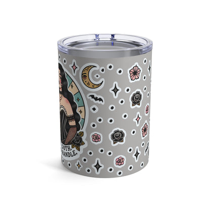 “Soft Goth” Tumbler – 10oz in grey — delicate, dangerous, and made to sip in silence and slay 🖤🌫️✨