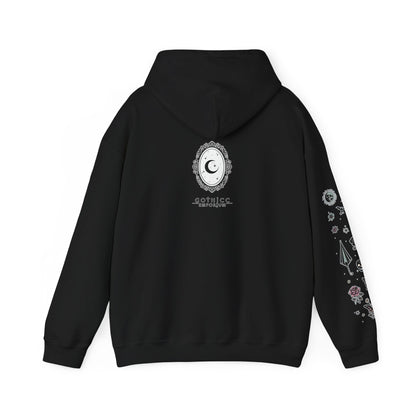 🕷️“Summer Goth Thicc” Unisex Heavy Blend™ Hooded Sweatshirt — hot, haunted, and too bold to melt 🖤🌞🕶️🕷️