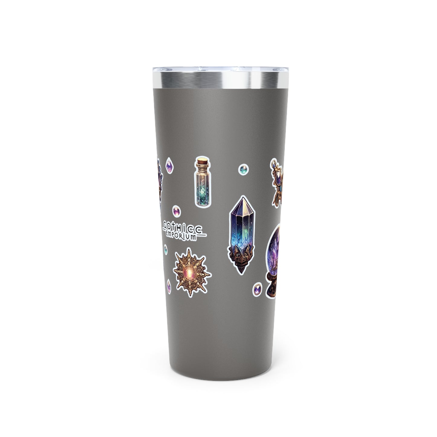 “Crystal Gem” Copper Vacuum Insulated Tumbler – 22oz — radiant energy in every sip 💎🌙☕🖤