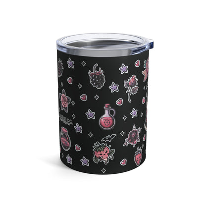 “Berry Bewitched” Tumbler – 10oz in black— juicy, spellbound, and brewed for dark enchantment 🍓🔮🖤✨