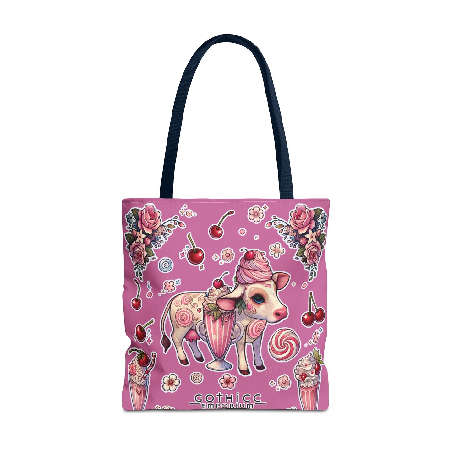 🖤“Milkshake Cow” Tote Bag in Pink — thicc, sweet, and built to carry drama 🐄🛍️🍓