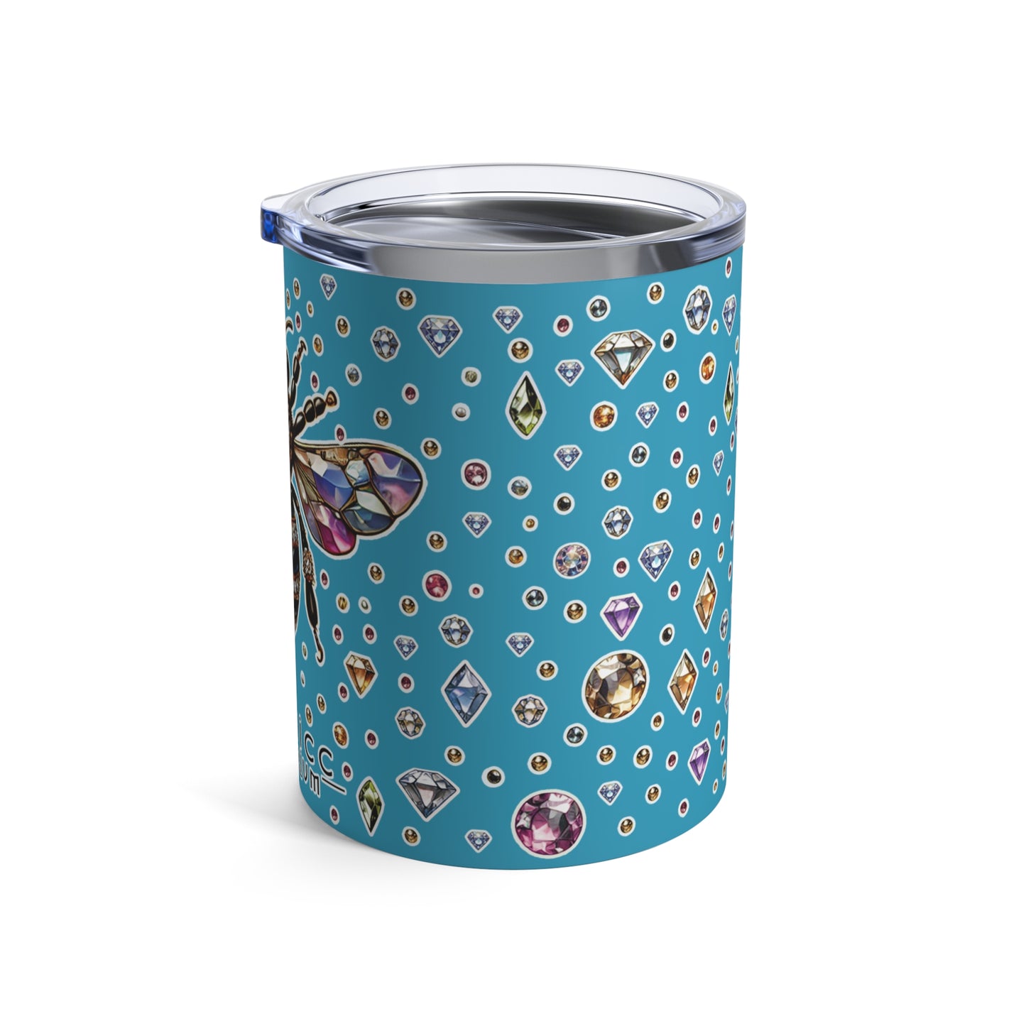 BEEJEWEL” Tumbler – 10oz in turquoise — buzzing, bold, and built to sip with sting 🐝💎🥤🖤: