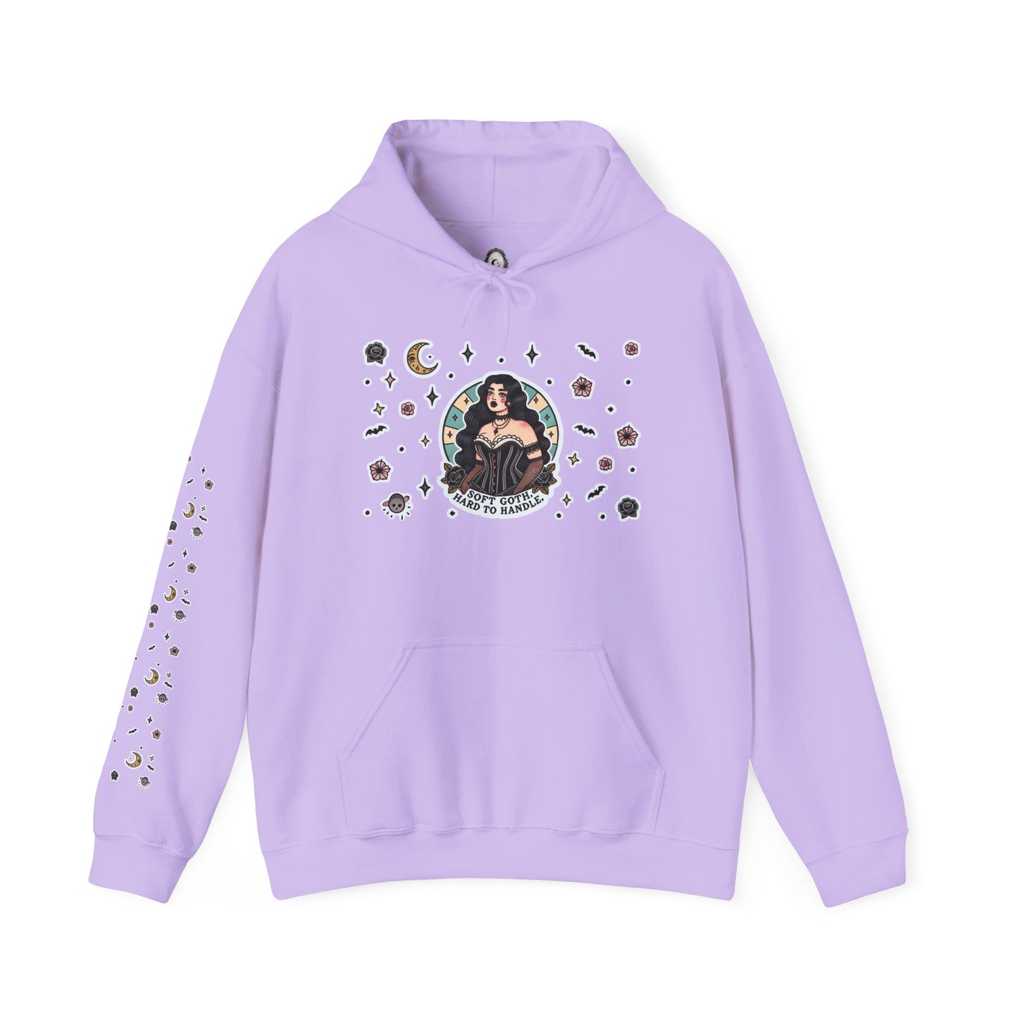 🕸️“Soft Goth” Unisex Heavy Blend™ Hooded Sweatshirt — dreamy, deadly, and not here to be tamed 🖤🌙🕸️✨