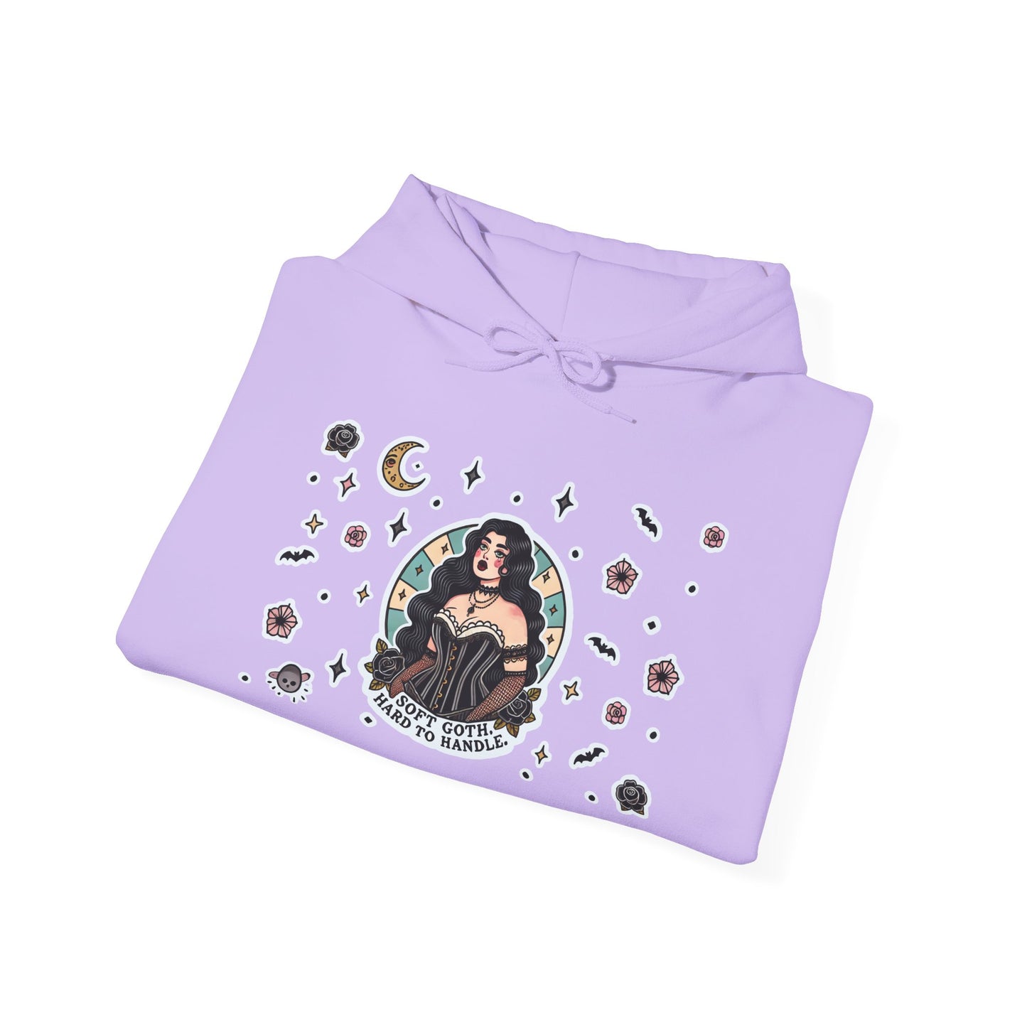 🕸️“Soft Goth” Unisex Heavy Blend™ Hooded Sweatshirt — dreamy, deadly, and not here to be tamed 🖤🌙🕸️✨