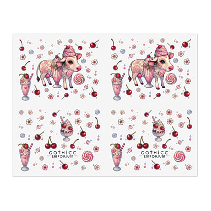 “Milkshake Cow” Sticker Sheet – 11x8.5 — sweet udderly unhinged 🐄🖤🍓👻